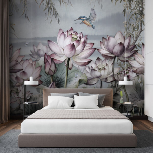Painting of flowers and a bird Painting of flowers and a bird