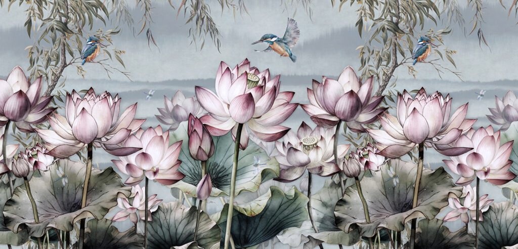 Painting of flowers and a bird Painting of flowers and a bird