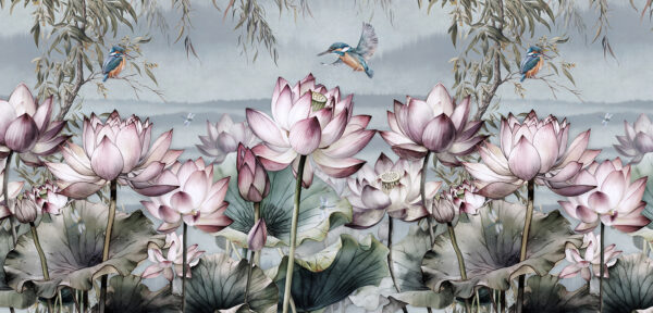 Painting of flowers and a bird Painting of flowers and a bird