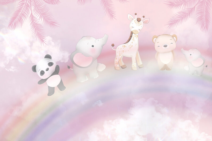 Group of animals on a rainbow Group of animals on a rainbow