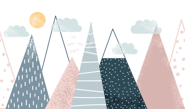 Group of mountains with trees and clouds Group of mountains with trees and clouds