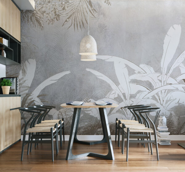 White and grey wallpaper with plants u95364pik1 600x557 - White and grey wallpaper with plants - tegory