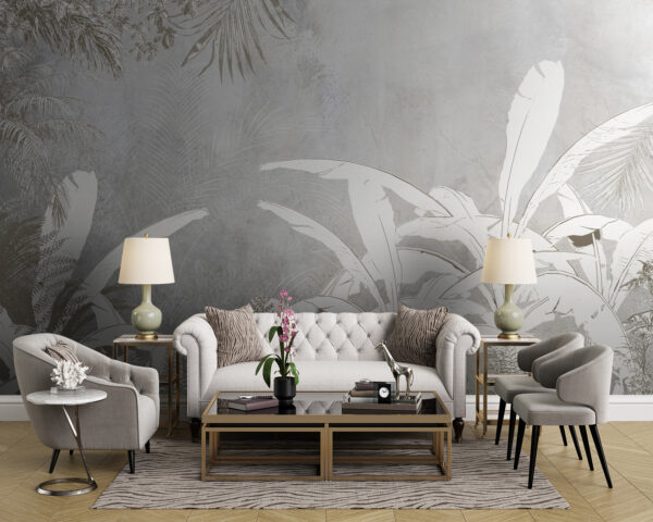 White and grey wallpaper with plants u95364pig43 600x480 - White and grey wallpaper with plants - tegory