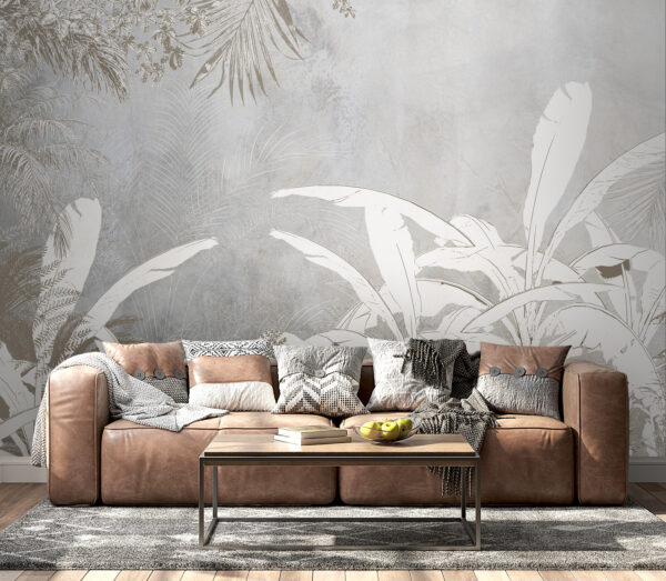 White and grey wallpaper with plants u95364pig1 600x523 - White and grey wallpaper with plants - tegory