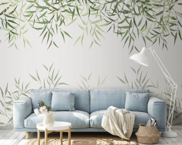 Delicate bamboo leaves on soft background. Delicate bamboo leaves on soft background.