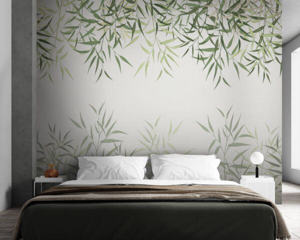 Delicate bamboo leaves on soft background. Delicate bamboo leaves on soft background.