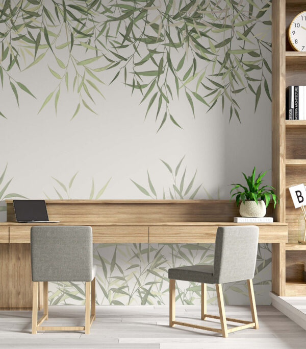 Delicate bamboo leaves on soft background. Delicate bamboo leaves on soft background.