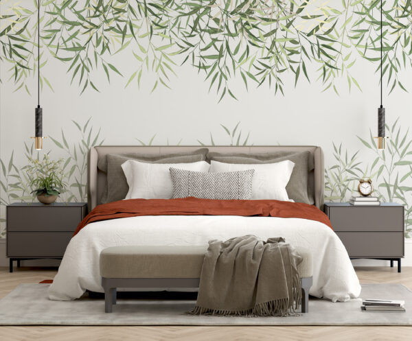 Delicate bamboo leaves on soft background. Delicate bamboo leaves on soft background.