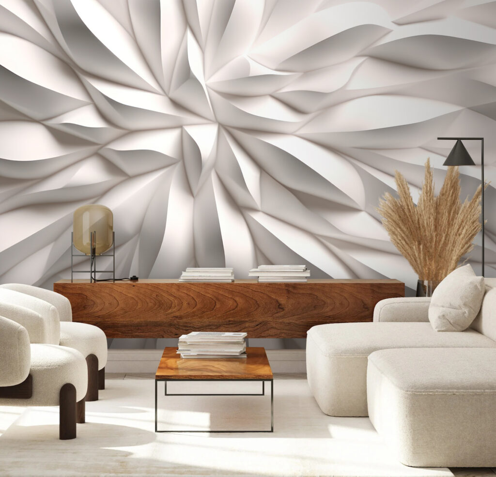 White textured surface with wavy lines White textured surface with wavy lines