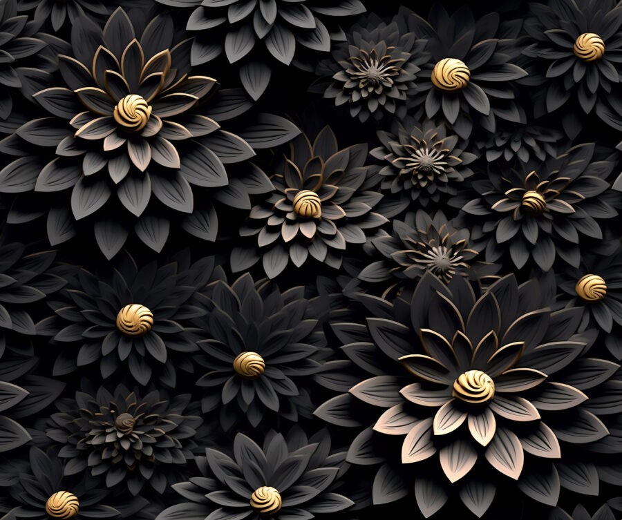 Group of black and gold flowers