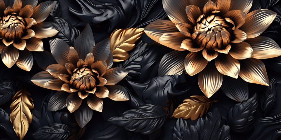 Wall murals Bronze blooms in midnight shadows. - Image 7