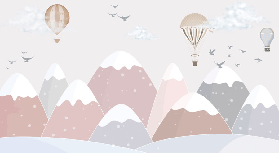 Wall murals Hot air balloon flying over mountains - Image 5