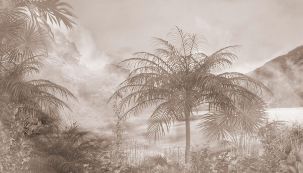 Group of palm trees in fog Group of palm trees in fog