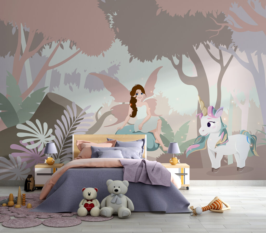 Cartoon of a woman sitting on a mushroom with a unicorn Cartoon of a woman sitting on a mushroom with a unicorn