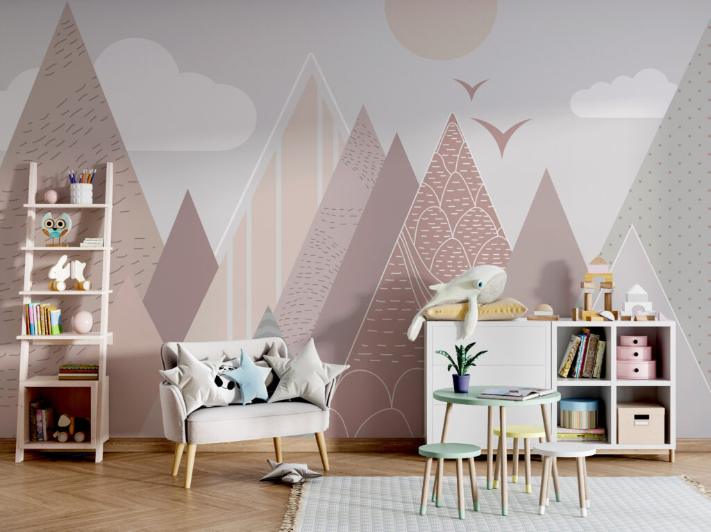 Landscape of mountains and birds Landscape of mountains and birds