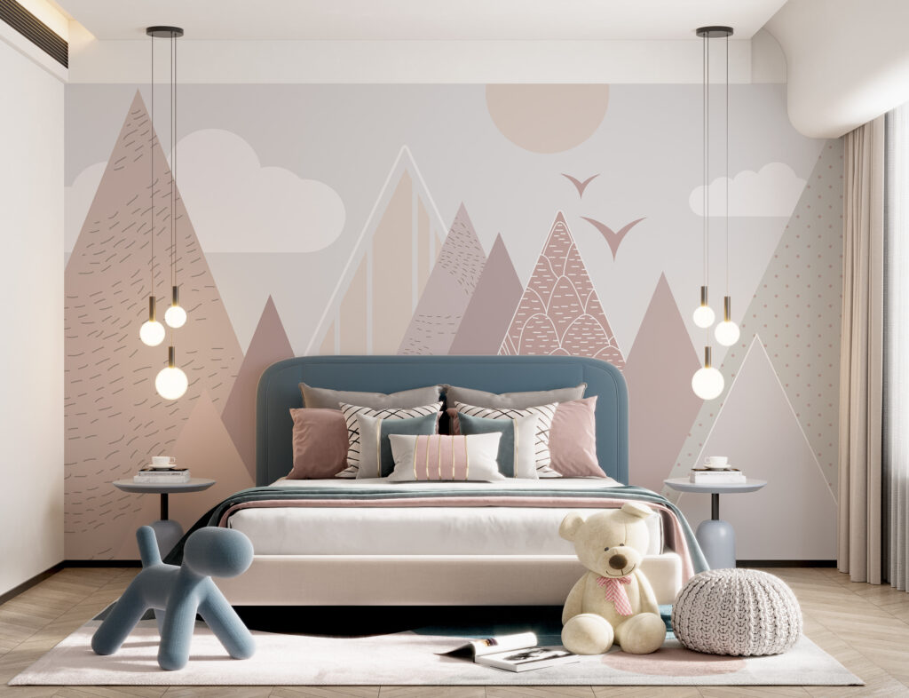 Landscape of mountains and birds Landscape of mountains and birds