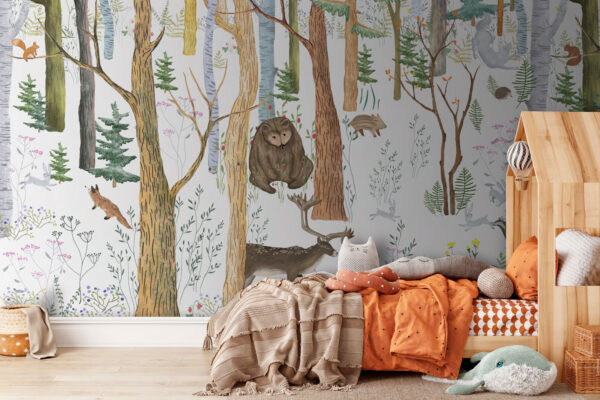 Forest with trees and animals Forest with trees and animals