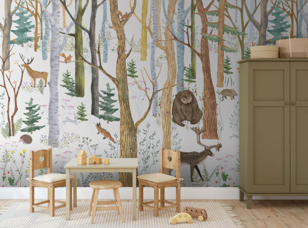 Forest with trees and animals Forest with trees and animals