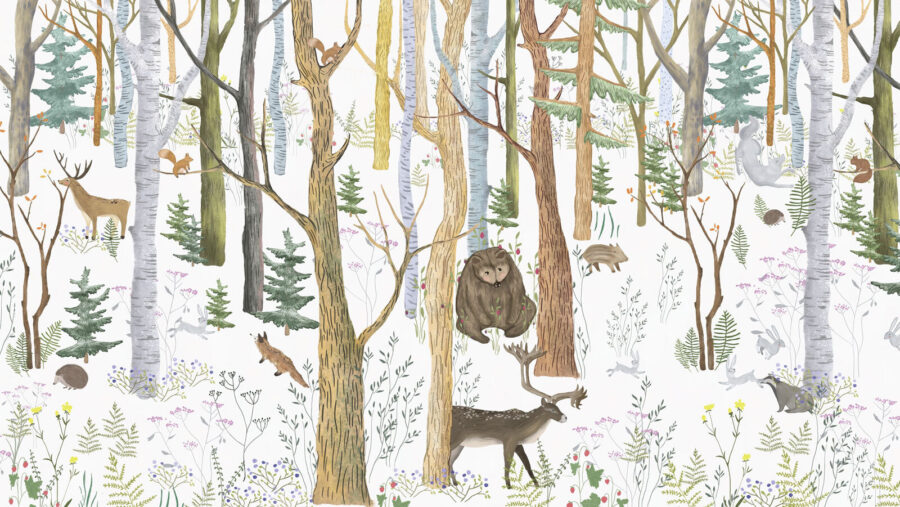 Wall murals Forest with trees and animals - Image 3