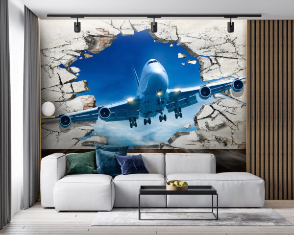 Plane coming through a hole in the wall Plane coming through a hole in the wall