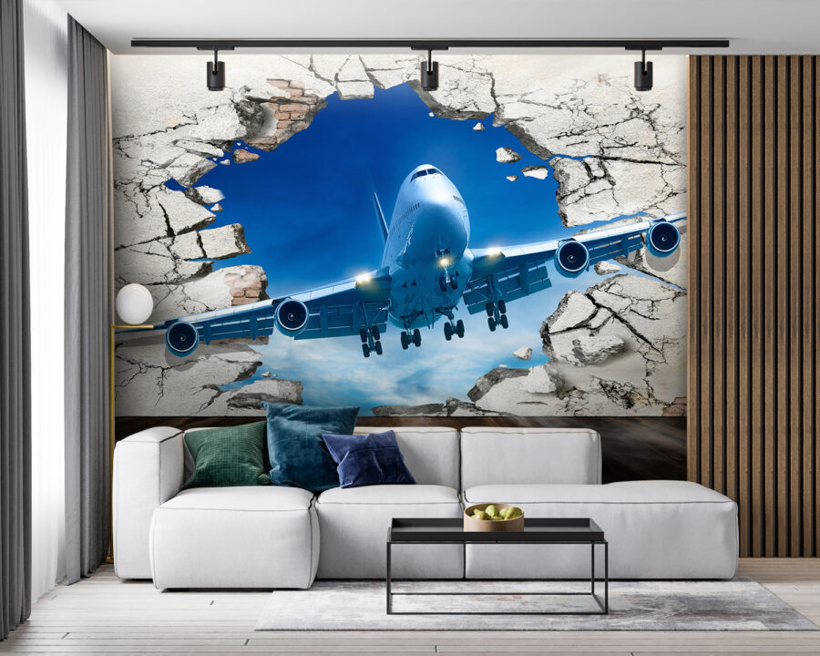 Plane coming through a hole in the wall Plane coming through a hole in the wall