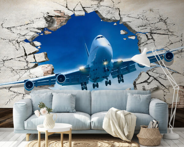 Plane coming through a hole in the wall Plane coming through a hole in the wall