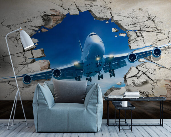 Plane coming through a hole in the wall Plane coming through a hole in the wall