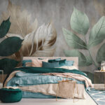 Wall murals Elegant foliage against a textured background
