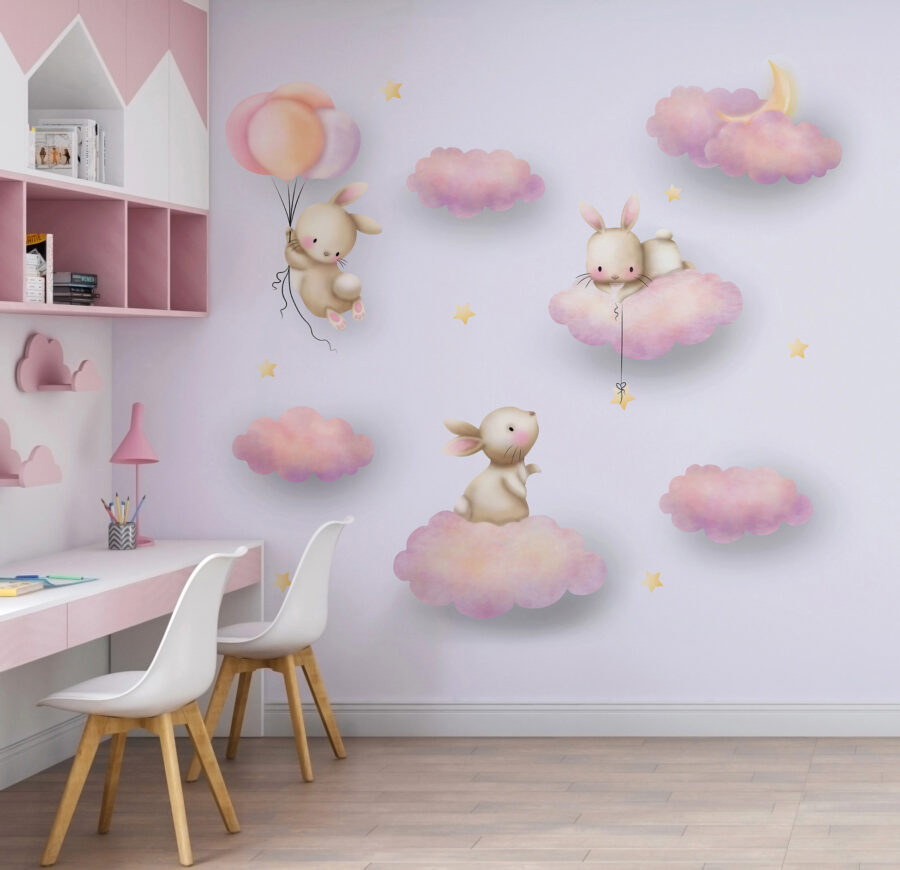 Group of rabbits on clouds u94823pir2 900x870 - Group of rabbits on clouds - tegory
