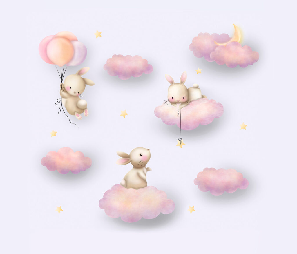 Group of rabbits on clouds u94823p 1024x877 - Group of rabbits on clouds - tegory