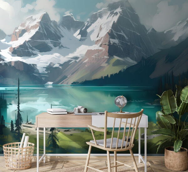 Lake with mountains in the background u94775piw1 600x549 - Lake with mountains in the background - tegory