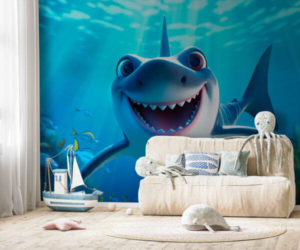 Cartoon shark swimming in the water Cartoon shark swimming in the water
