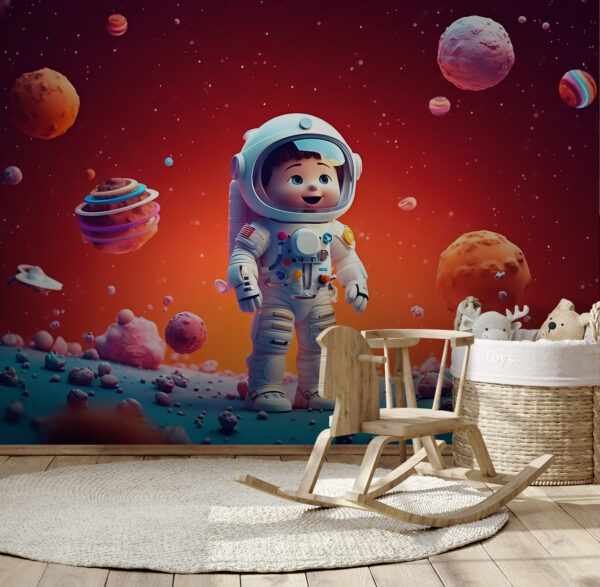 Cartoon of a toy astronaut in space Cartoon of a toy astronaut in space