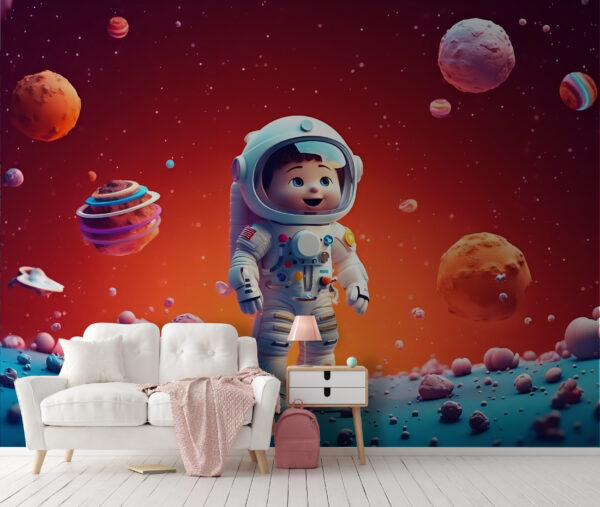 Cartoon of a toy astronaut in space Cartoon of a toy astronaut in space