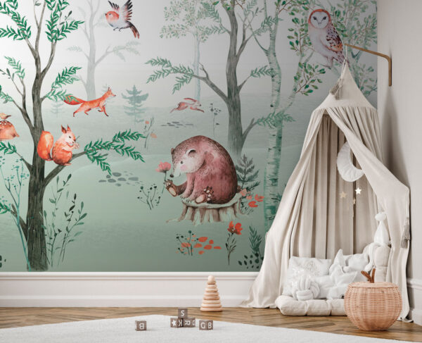 Painting of animals in a forest Painting of animals in a forest