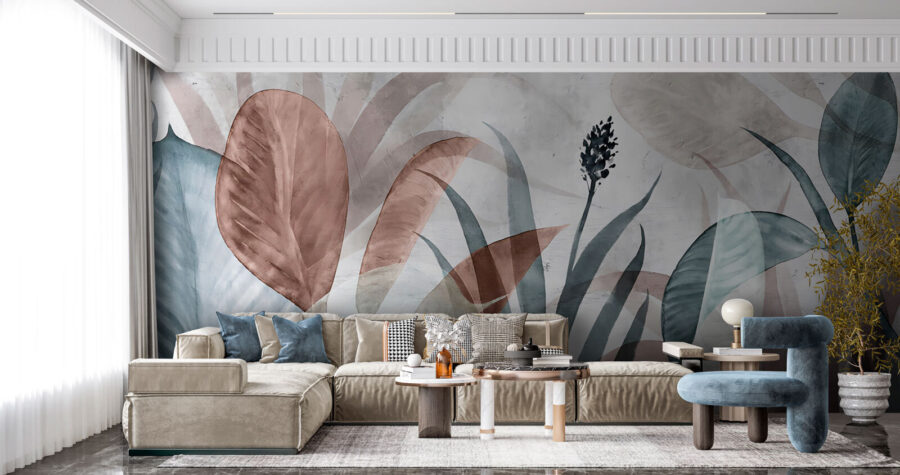 Serene foliage in soft pastels.