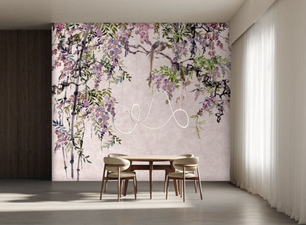 Painting of a tree with purple flowers Painting of a tree with purple flowers