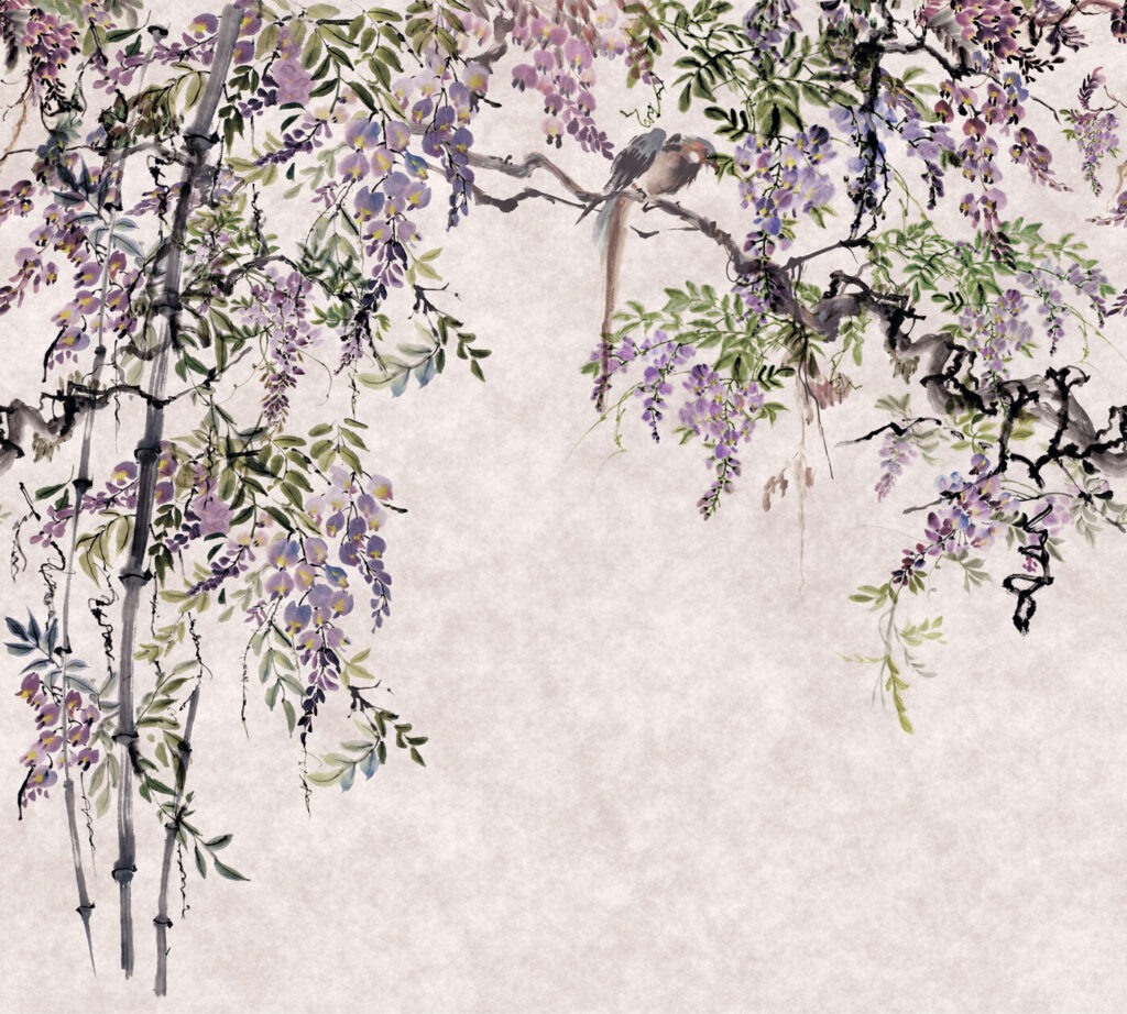 Painting of a tree with purple flowers Painting of a tree with purple flowers