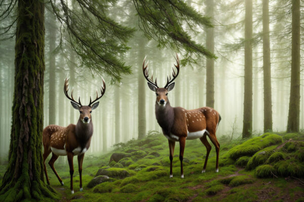 Two deer in a forest Two deer in a forest