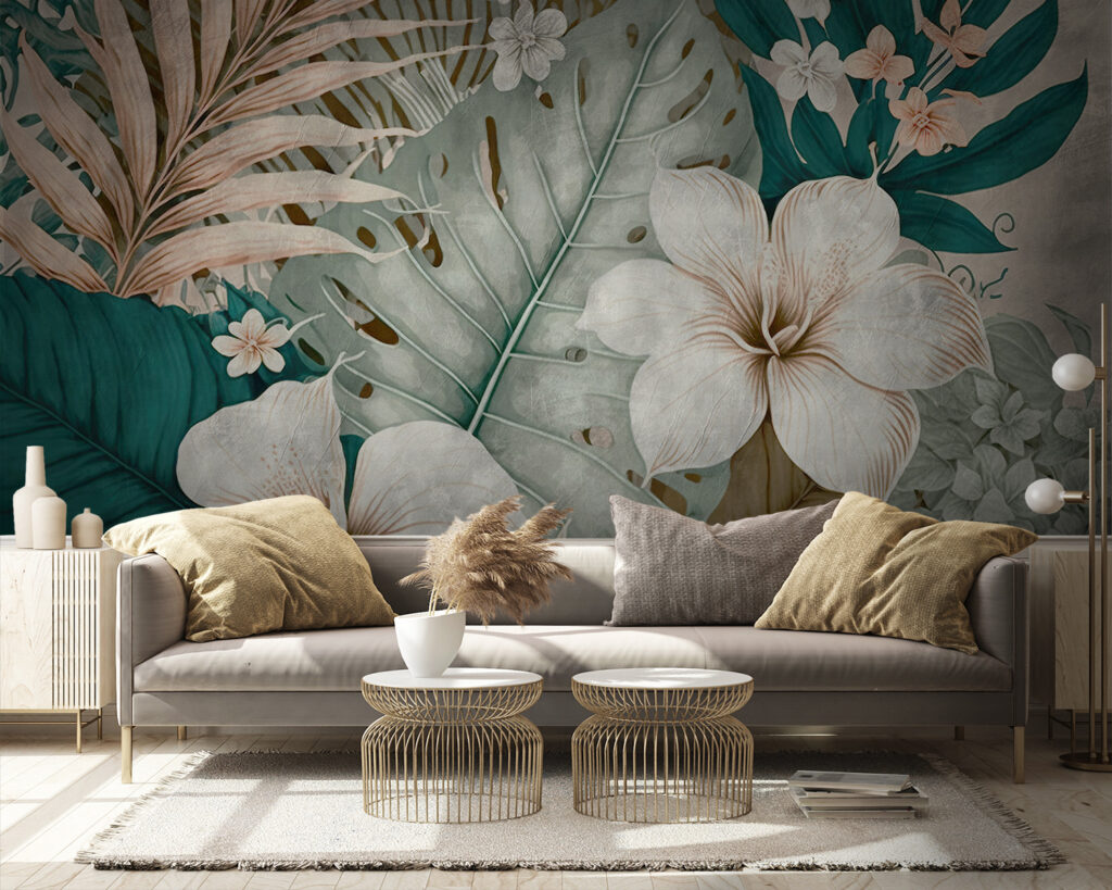 Tropical foliage and floral arrangement