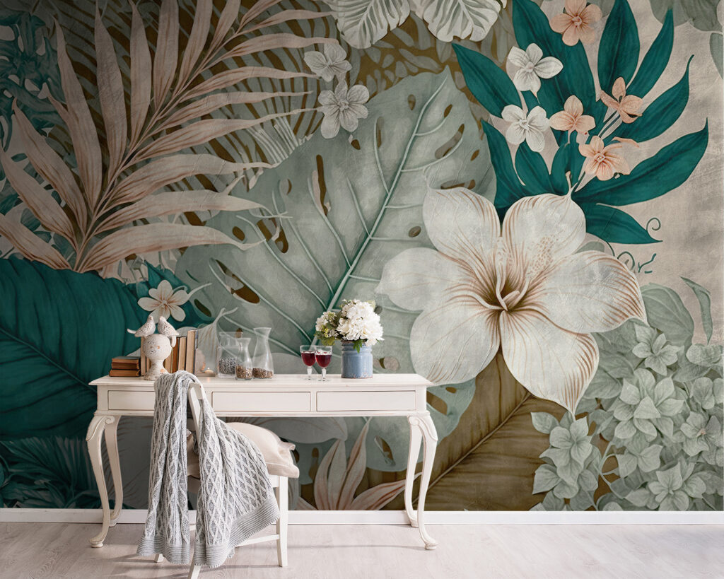 Tropical foliage and floral arrangement