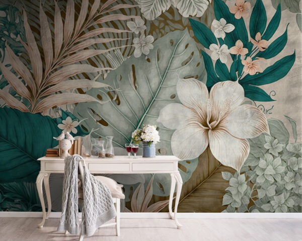 Tropical foliage and floral arrangement. Tropical foliage and floral arrangement.