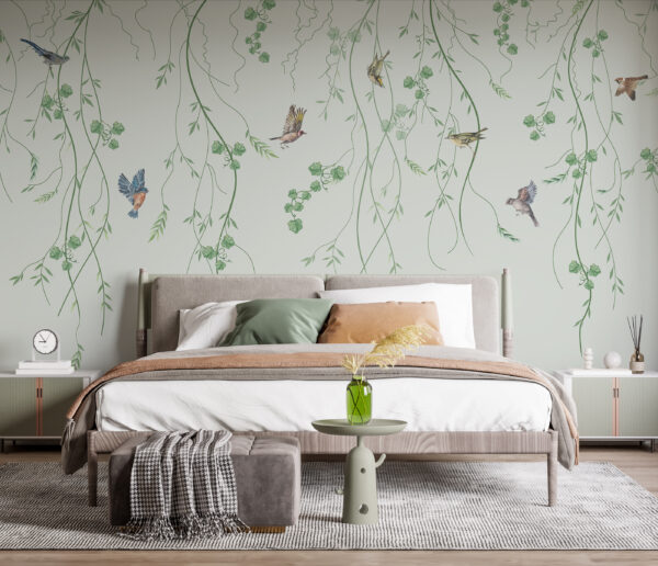 Wallpaper with birds and vines Wallpaper with birds and vines
