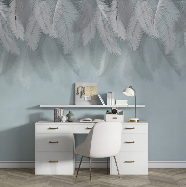 White feathers on a blue background u94466piw1 600x603 - White feathers on a blue background - tegory