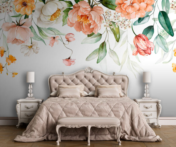Wall murals Wall murals Blooming flowers in soft colors. (SKU: u94427)