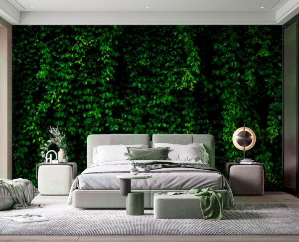 Wall of green leaves