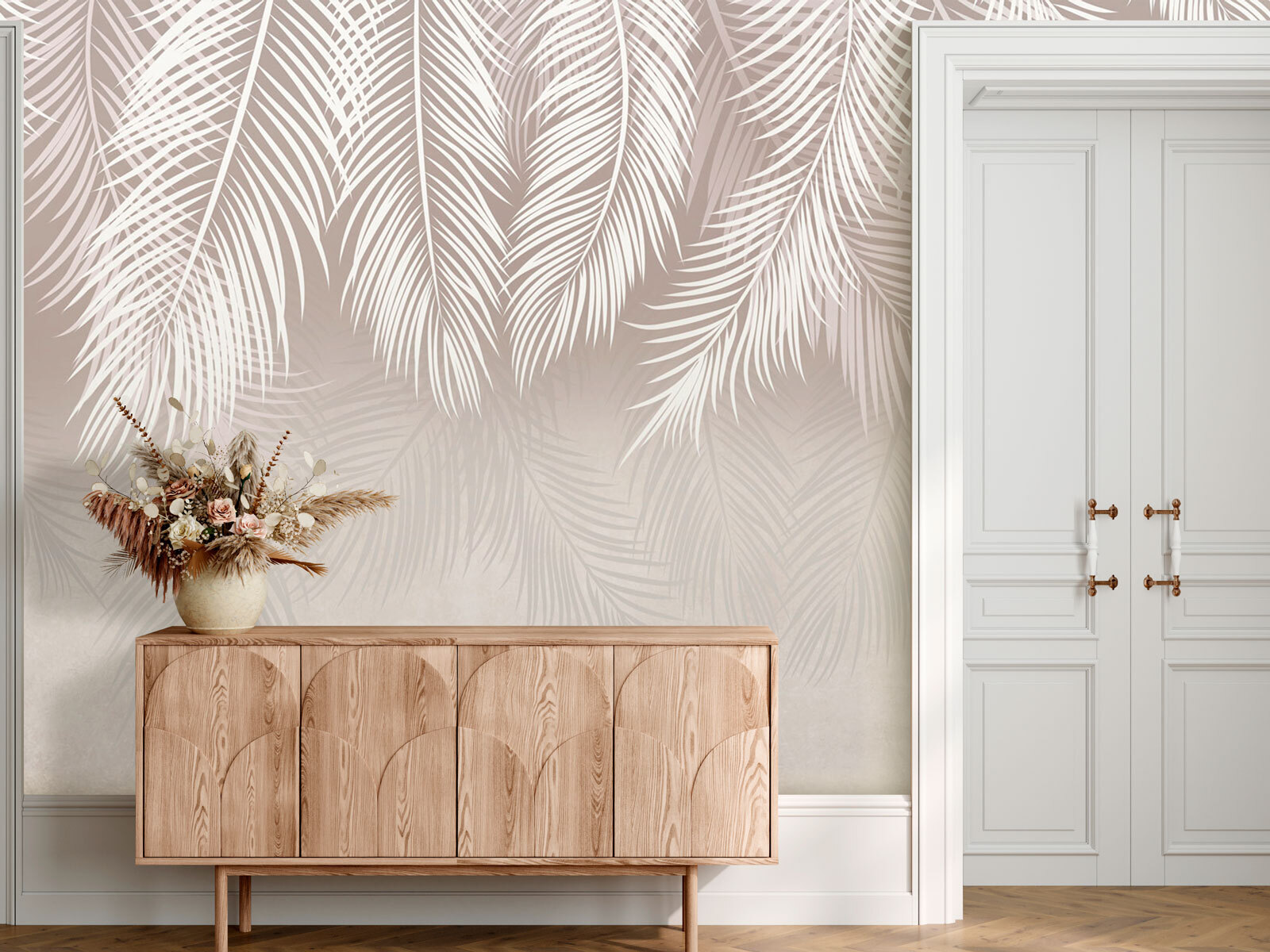 White leaves on a white background