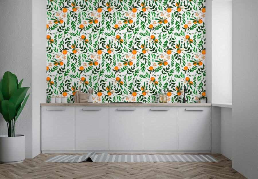 Pattern of oranges and leaves Pattern of oranges and leaves