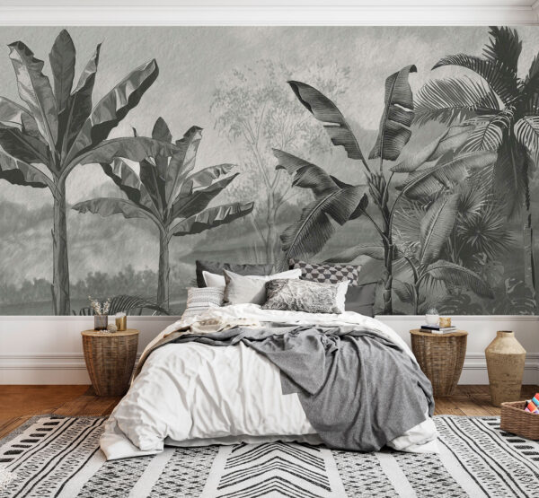 Wall murals Wall murals Black and white image of a tropical forest (SKU: u94329)
