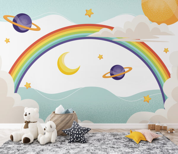 Rainbow with planets and stars Rainbow with planets and stars